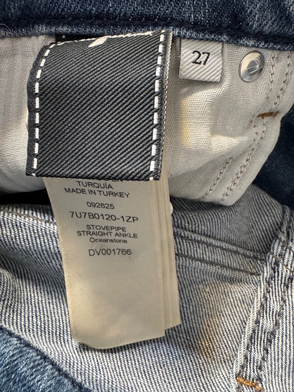 7 For All Man Kind Size 27 Stovepipe Straight Ankle Oceanstone NWT $228 Wide Leg - Picture 7 of 16